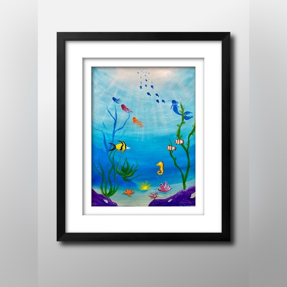 Original “Under The Sea” Acrylic Painting 11” x 14” on Foamboard NOT FRAMED - Picture 2 of 16
